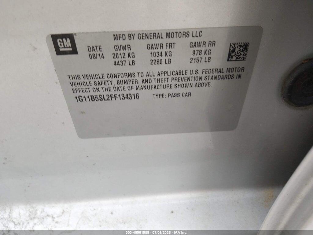 1G11B5SL2FF134316 2015 CHEVROLET MALIBU photo no. 9