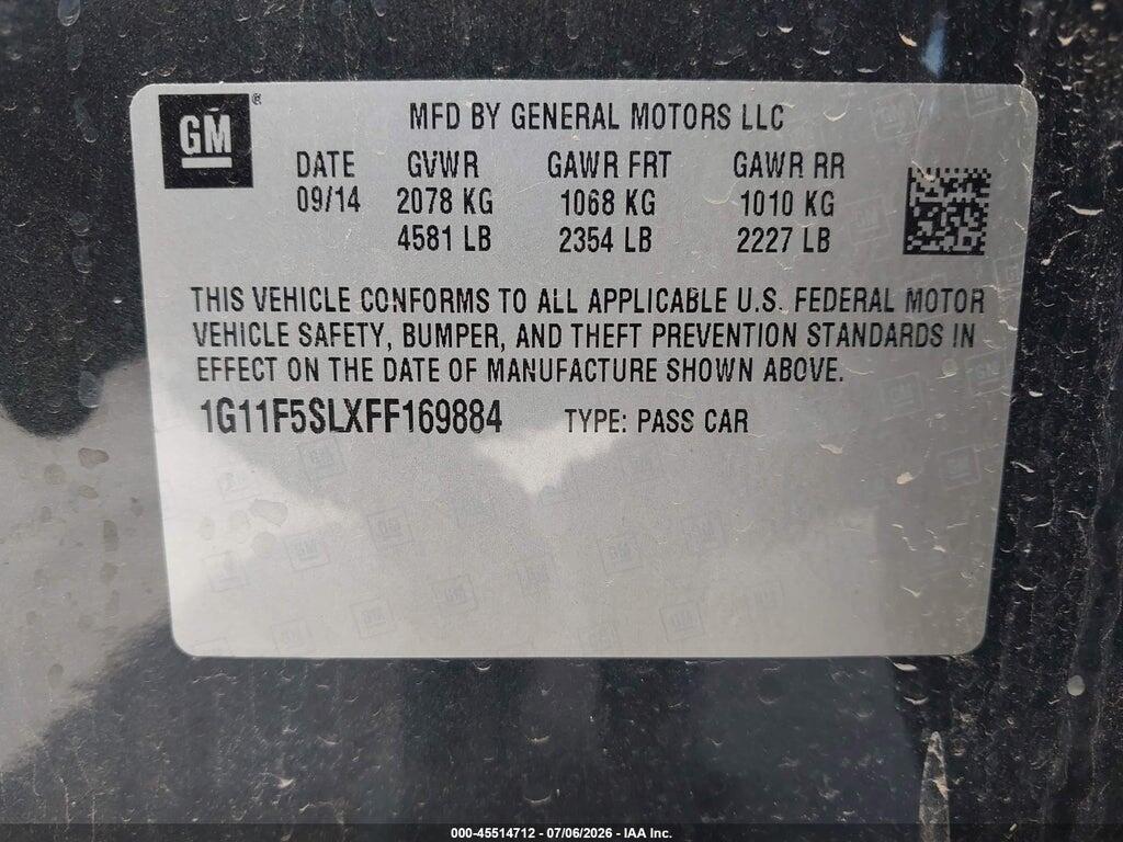1G11F5SLXFF169884 2015 CHEVROLET MALIBU photo no. 9