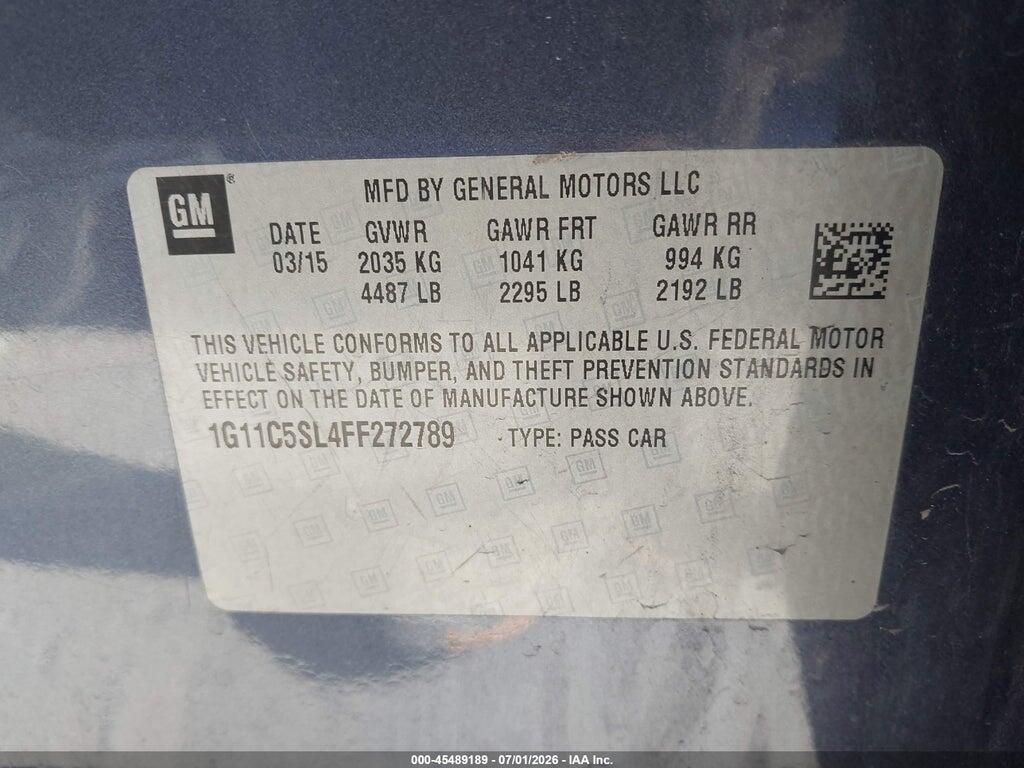 1G11C5SL4FF272789 2015 CHEVROLET MALIBU photo no. 9