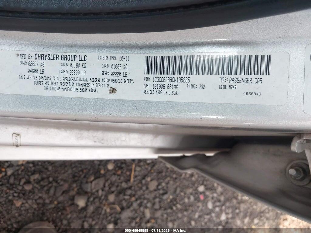 1C3CCBAB8CN135285 2012 CHRYSLER 200 photo no. 9