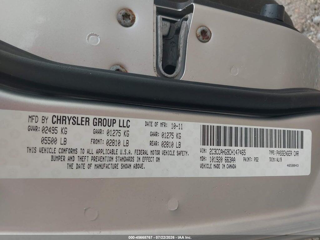 2C3CCAHG9CH147465 2012 CHRYSLER 300 photo no. 9