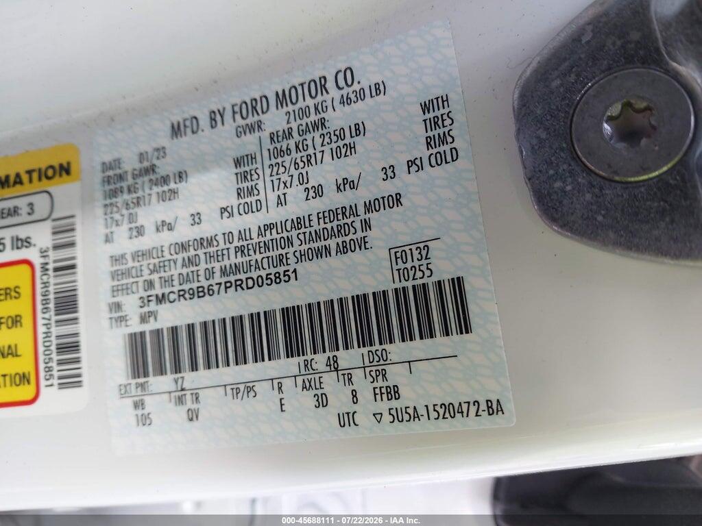 3FMCR9B67PRD05851 2023 FORD BRONCO SPORT photo no. 9