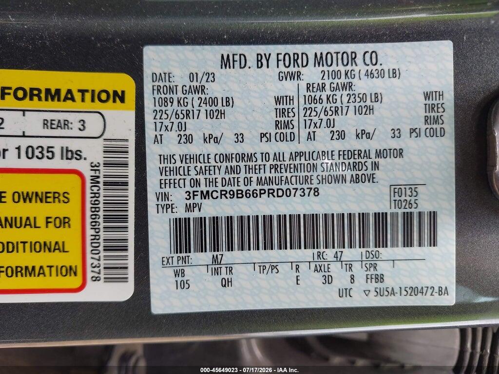 3FMCR9B66PRD07378 2023 FORD BRONCO SPORT photo no. 9