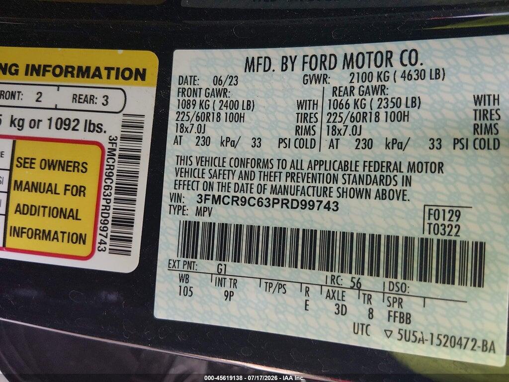 3FMCR9C63PRD99743 2023 FORD BRONCO SPORT photo no. 9