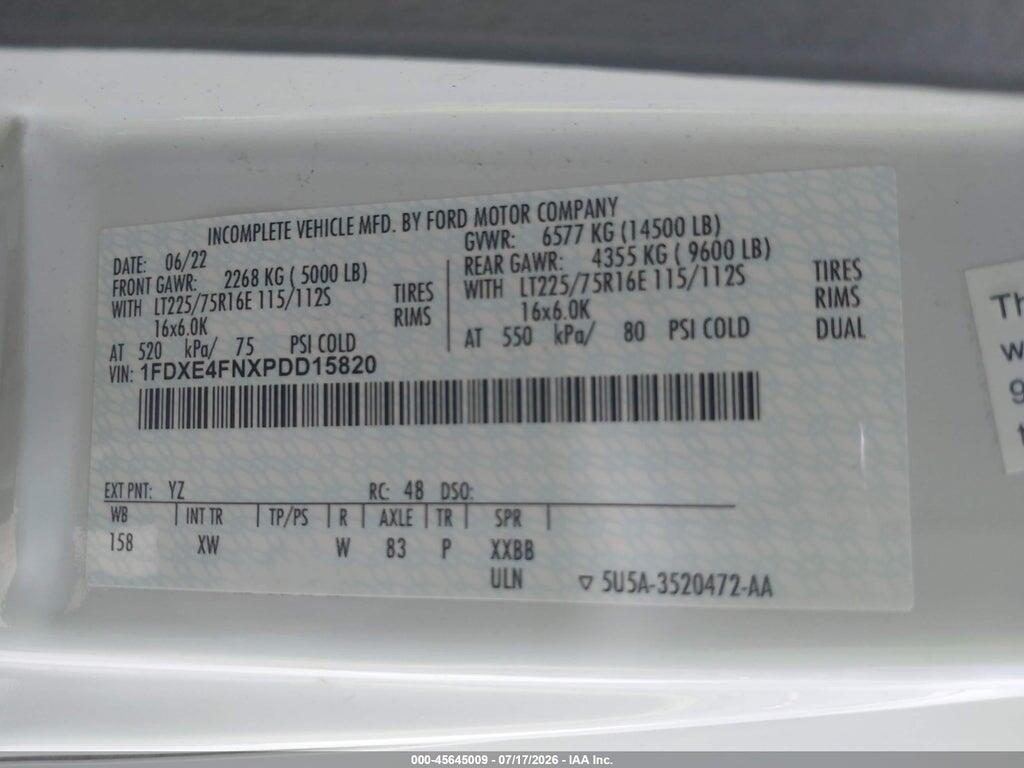 1FDXE4FNXPDD15820 2023 FORD E-450 CUTAWAY photo no. 9