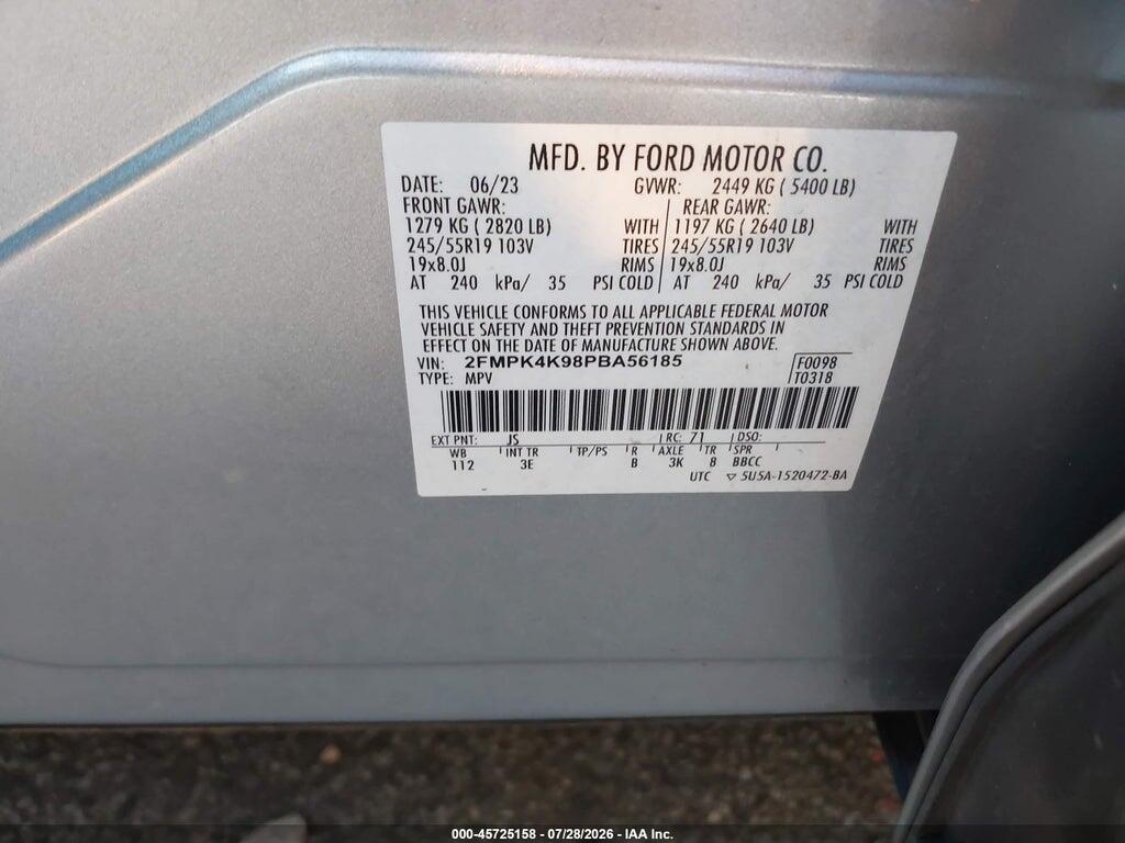 2FMPK4K98PBA56185 2023 FORD EDGE photo no. 9