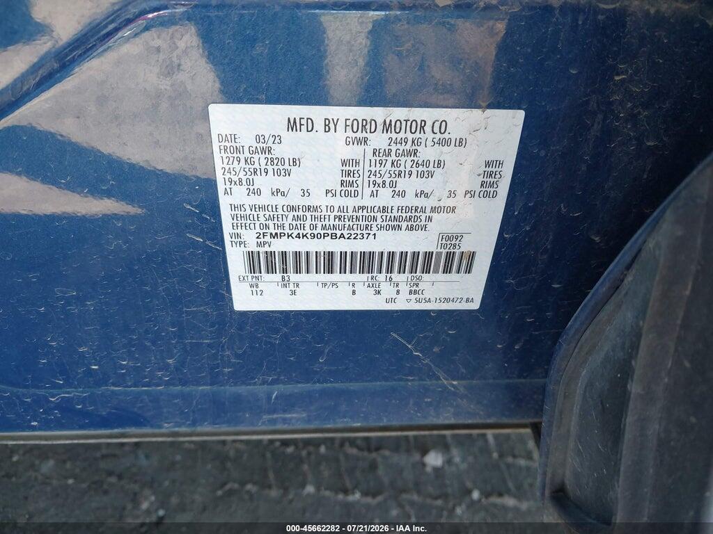 2FMPK4K90PBA22371 2023 FORD EDGE photo no. 9