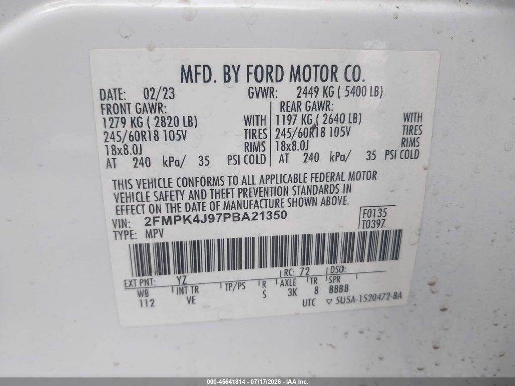 2FMPK4J97PBA21350 2023 FORD EDGE photo no. 9