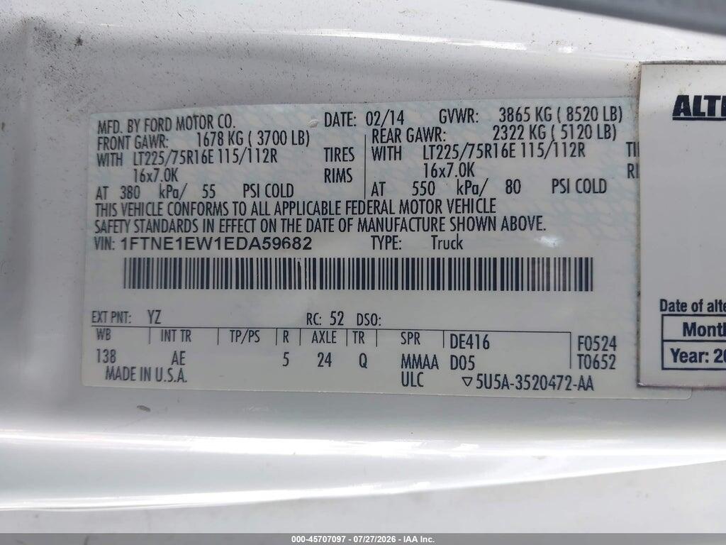 1FTNE1EW1EDA59682 2014 FORD E-150 photo no. 9
