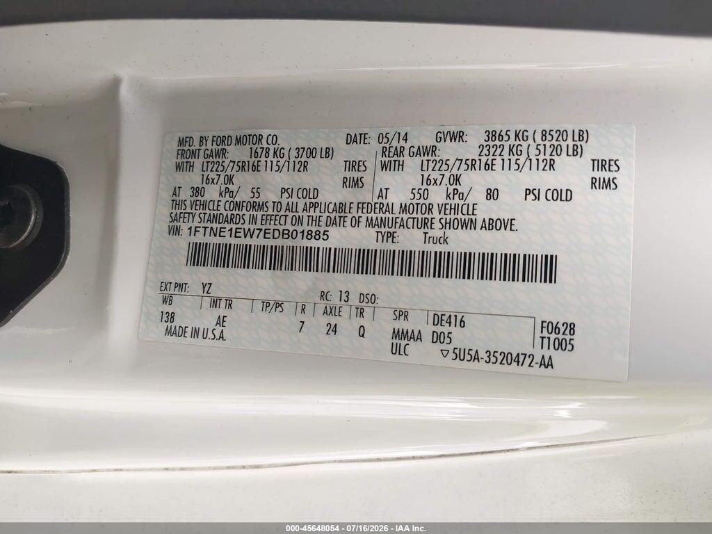1FTNE1EW7EDB01885 2014 FORD E-150 photo no. 9