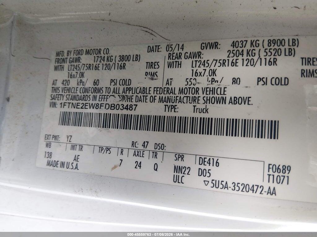 1FTNE2EW8EDB03487 2014 FORD E-250 photo no. 9