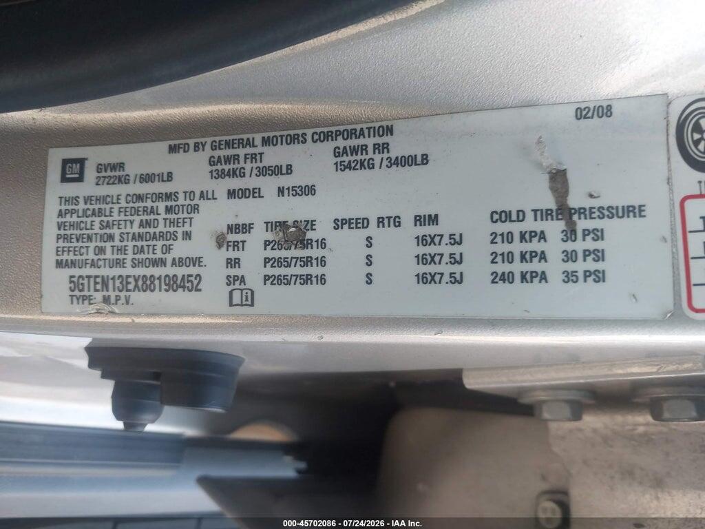 5GTEN13EX88198452 2008 HUMMER H3 SUV photo no. 9