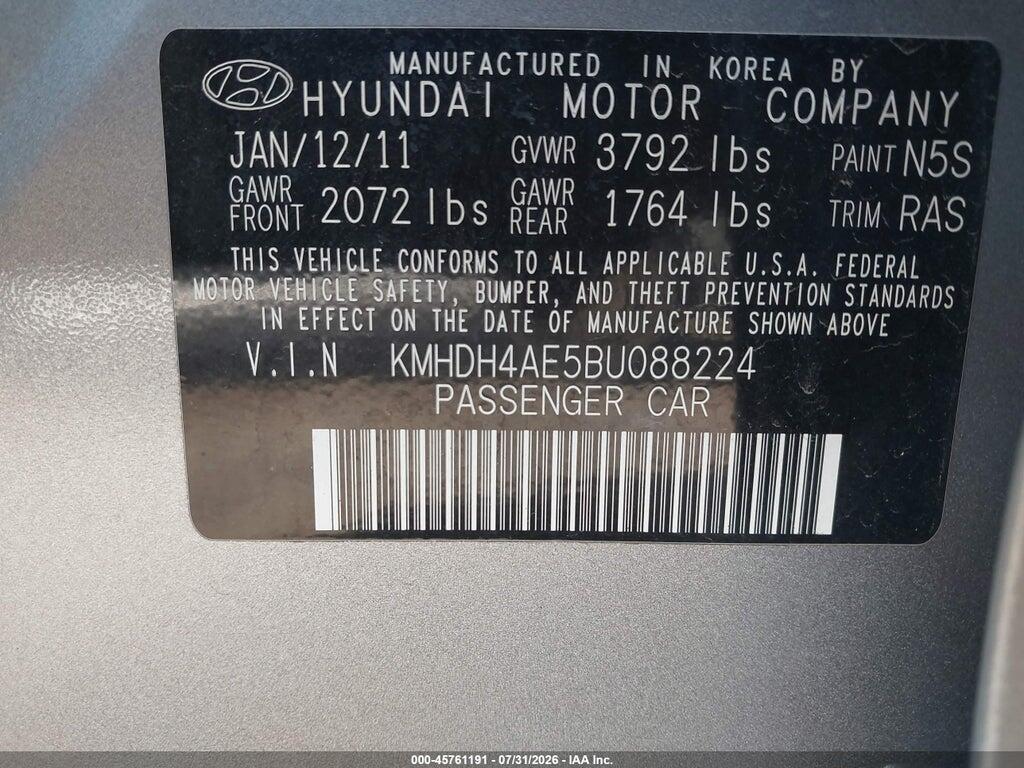 KMHDH4AE5BU088224 2011 HYUNDAI ELANTRA photo no. 9