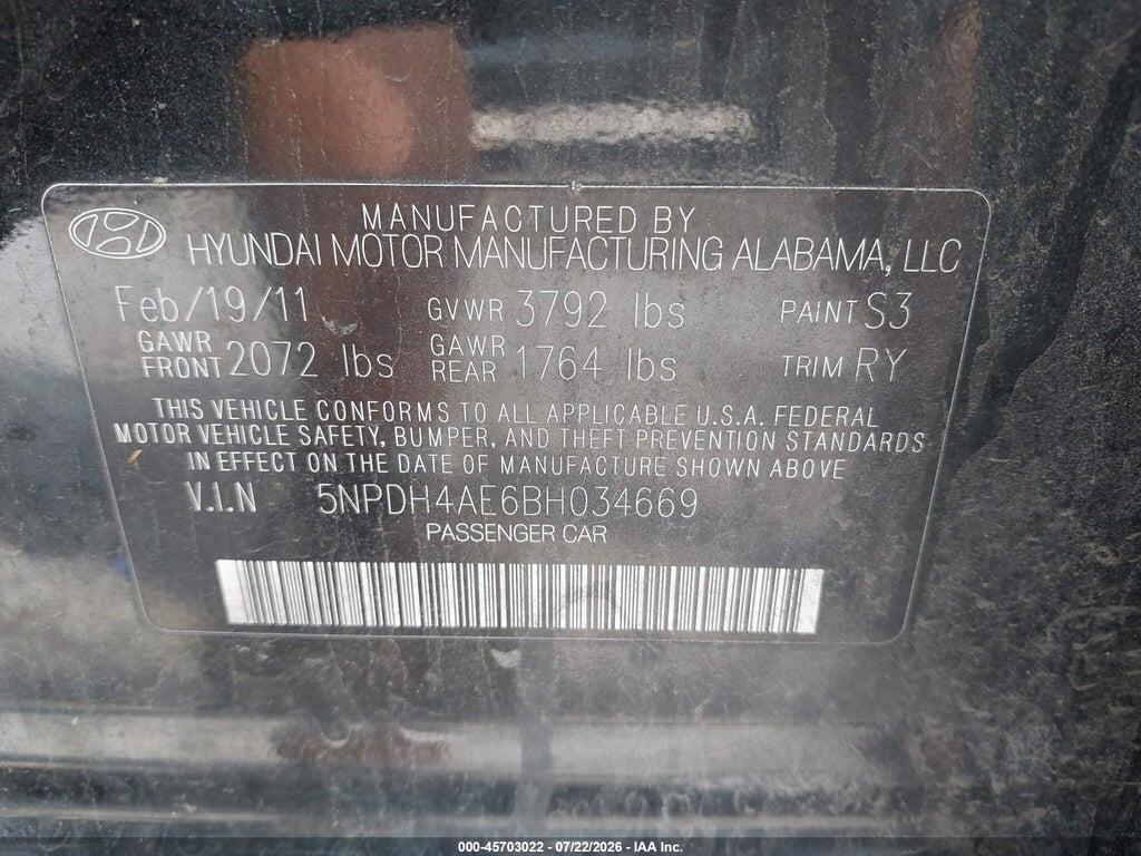 5NPDH4AE6BH034669 2011 HYUNDAI ELANTRA photo no. 9