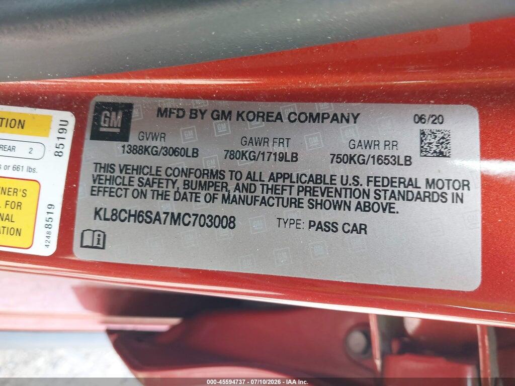 KL8CH6SA7MC703008 2021 CHEVROLET SPARK photo no. 9