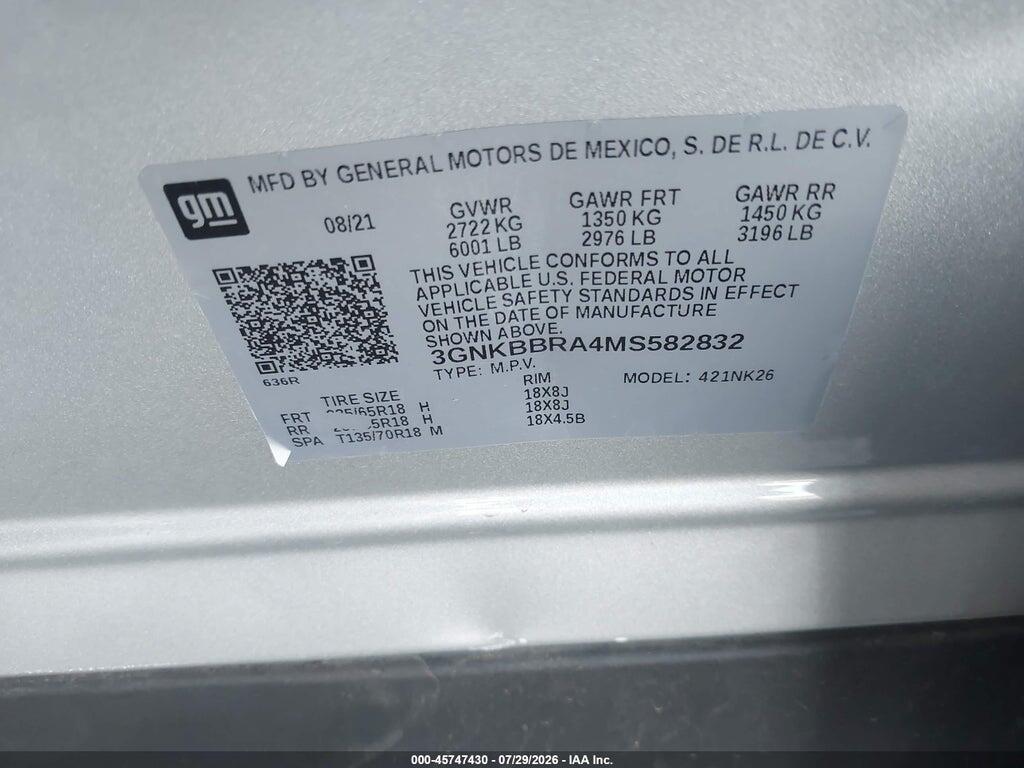 3GNKBBRA4MS582832 2021 CHEVROLET BLAZER photo no. 9