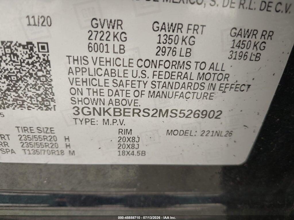 3GNKBERS2MS526902 2021 CHEVROLET BLAZER photo no. 9