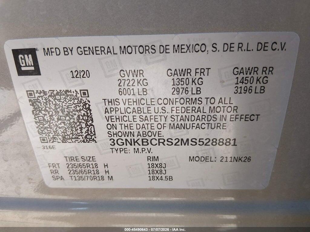 3GNKBCRS2MS528881 2021 CHEVROLET BLAZER photo no. 9