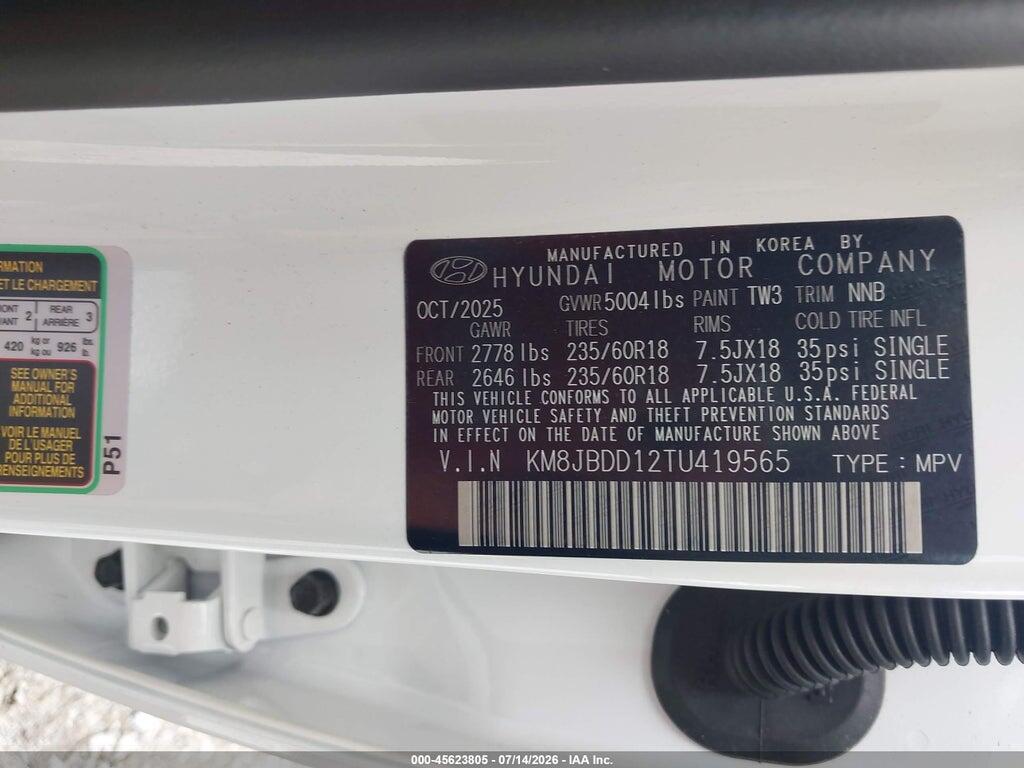 KM8JBDD12TU419565 2026 HYUNDAI TUCSON HYBRID photo no. 9
