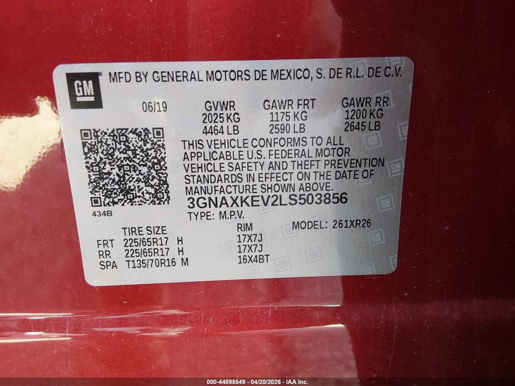 3GNAXKEV2LS503856 2020 CHEVROLET EQUINOX photo no. 9