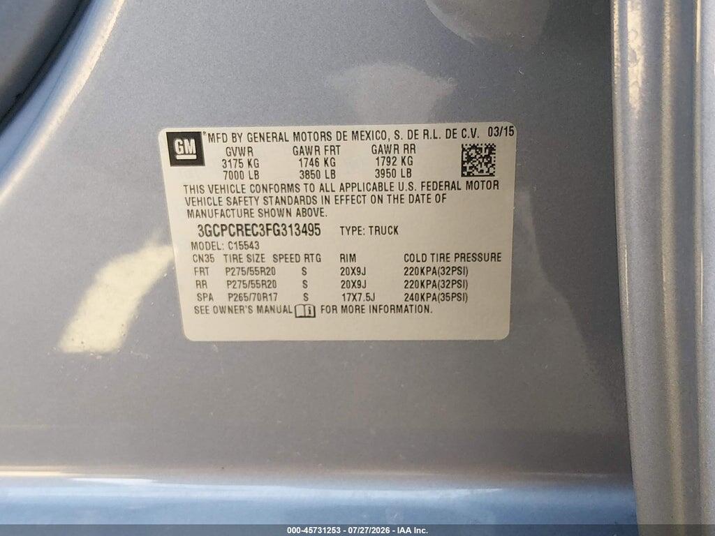 3GCPCREC3FG313495 2015 CHEVROLET SILVERADO photo no. 9