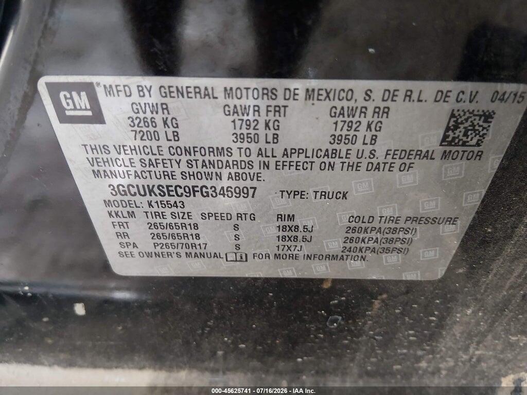 3GCUKSEC9FG346997 2015 CHEVROLET SILVERADO 1500 photo no. 9