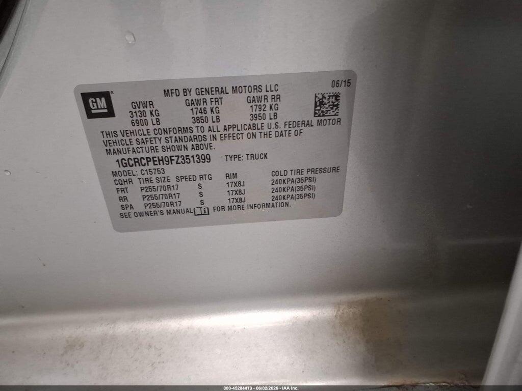 1GCRCPEH9FZ351399 2015 CHEVROLET SILVERADO 1500 photo no. 9