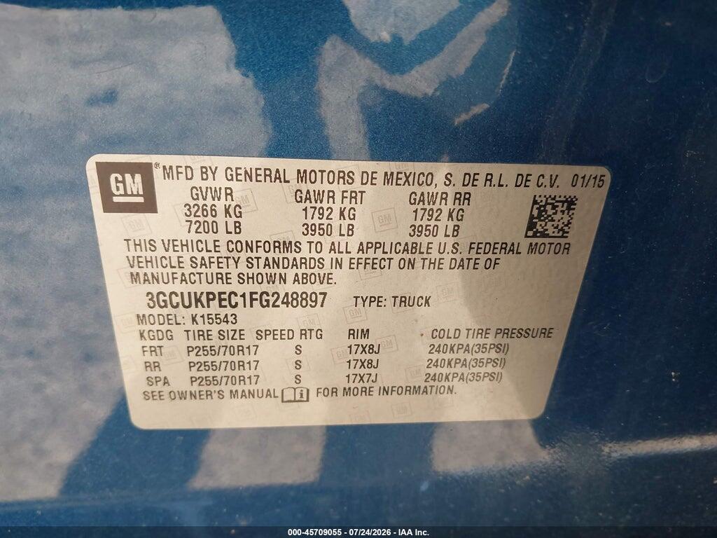 3GCUKPEC1FG248897 2015 CHEVROLET SILVERADO 1500 photo no. 9