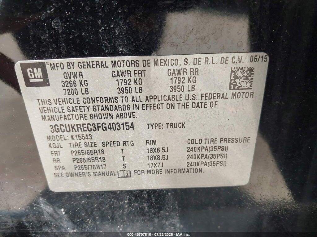 3GCUKREC3FG403154 2015 CHEVROLET SILVERADO 1500 photo no. 9