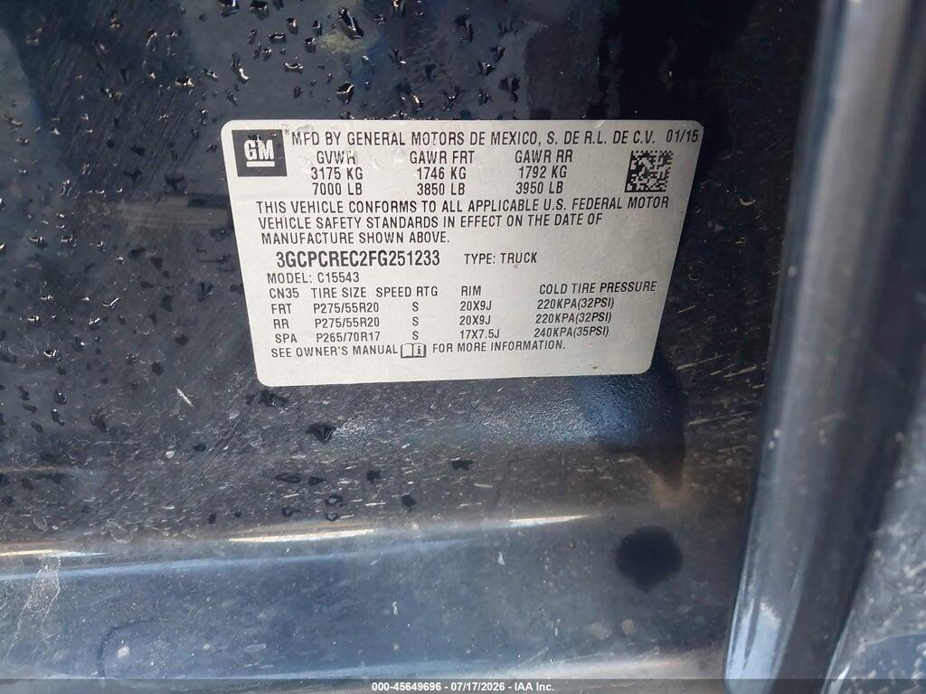 3GCPCREC2FG251233 2015 CHEVROLET SILVERADO 1500 photo no. 9