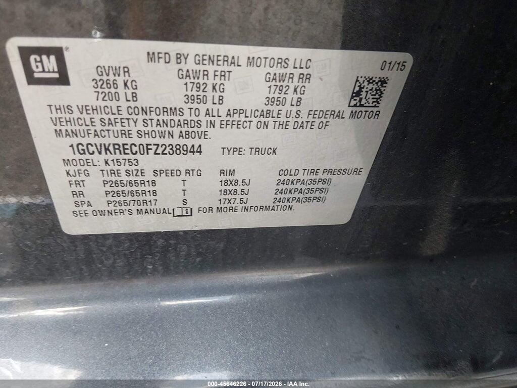 1GCVKREC0FZ238944 2015 CHEVROLET SILVERADO 1500 photo no. 9
