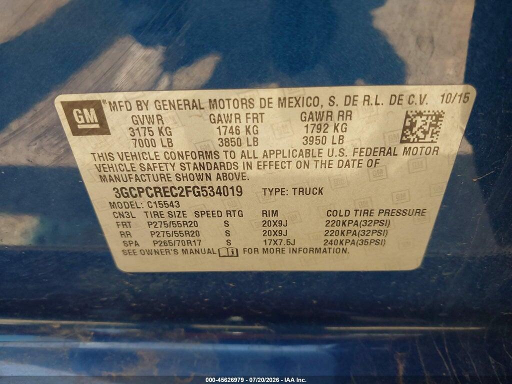 3GCPCREC2FG534019 2015 CHEVROLET SILVERADO 1500 photo no. 9