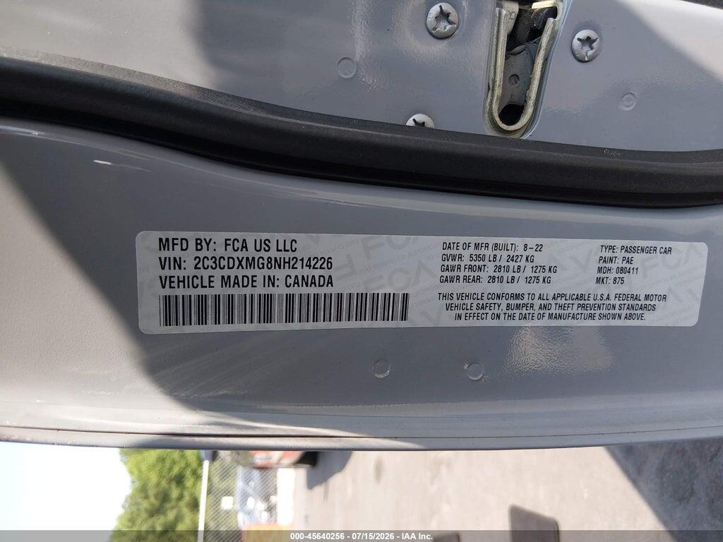 2C3CDXMG8NH214226 2022 DODGE CHARGER photo no. 9