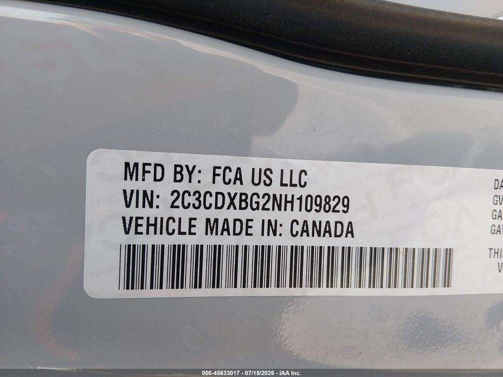 2C3CDXBG2NH109829 2022 DODGE CHARGER photo no. 9