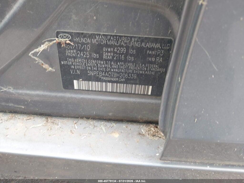 5NPEB4AC7BH206339 2011 HYUNDAI SONATA photo no. 9