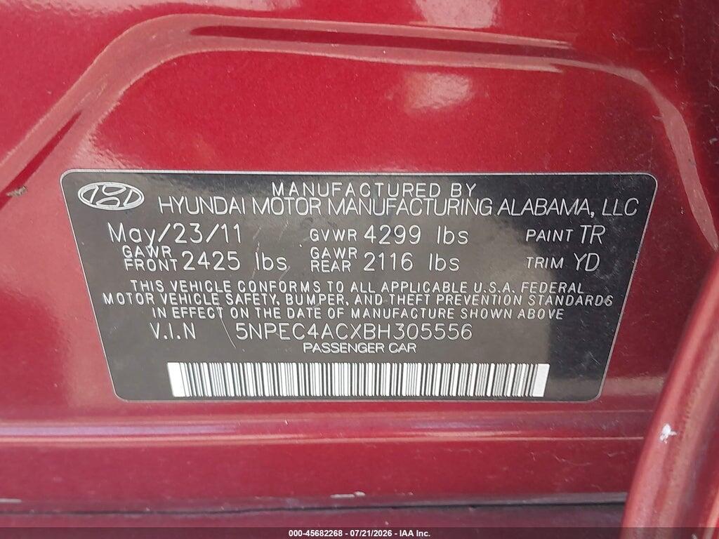 5NPEC4ACXBH305556 2011 HYUNDAI SONATA photo no. 9