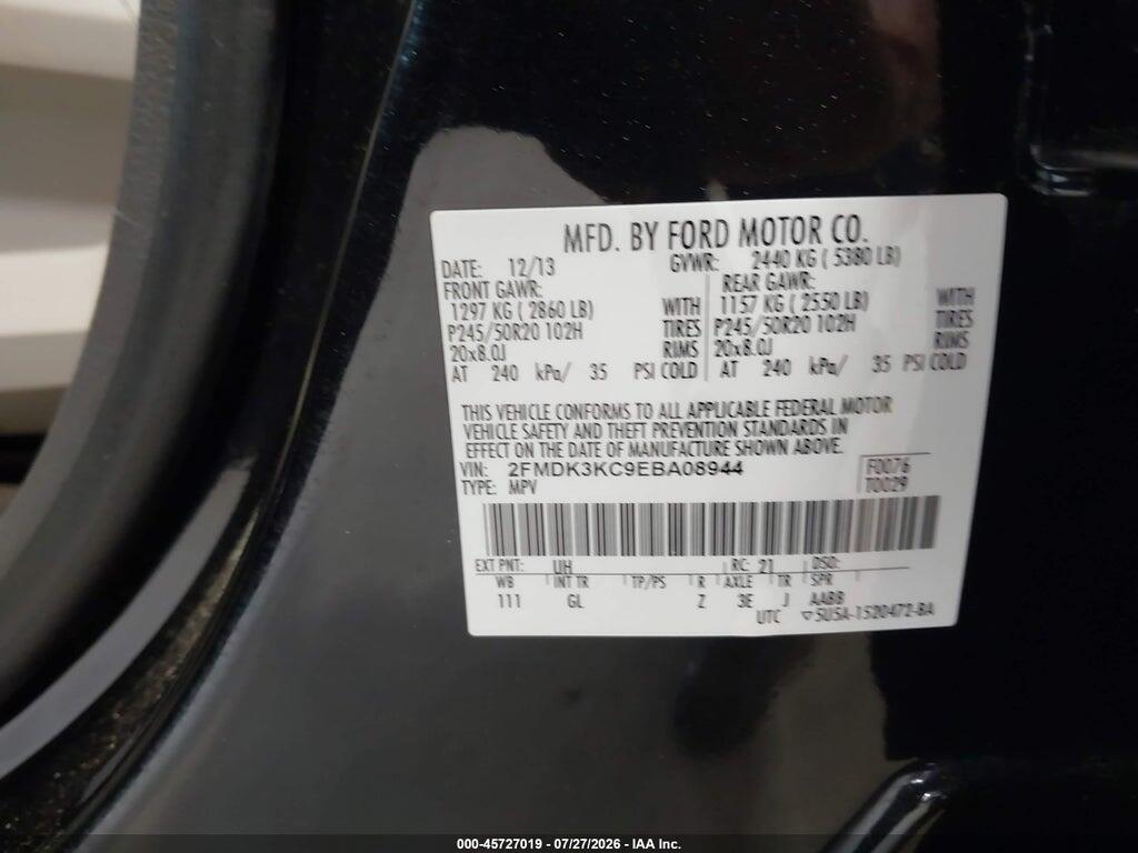 2FMDK3KC9EBA08944 2014 FORD EDGE photo no. 9