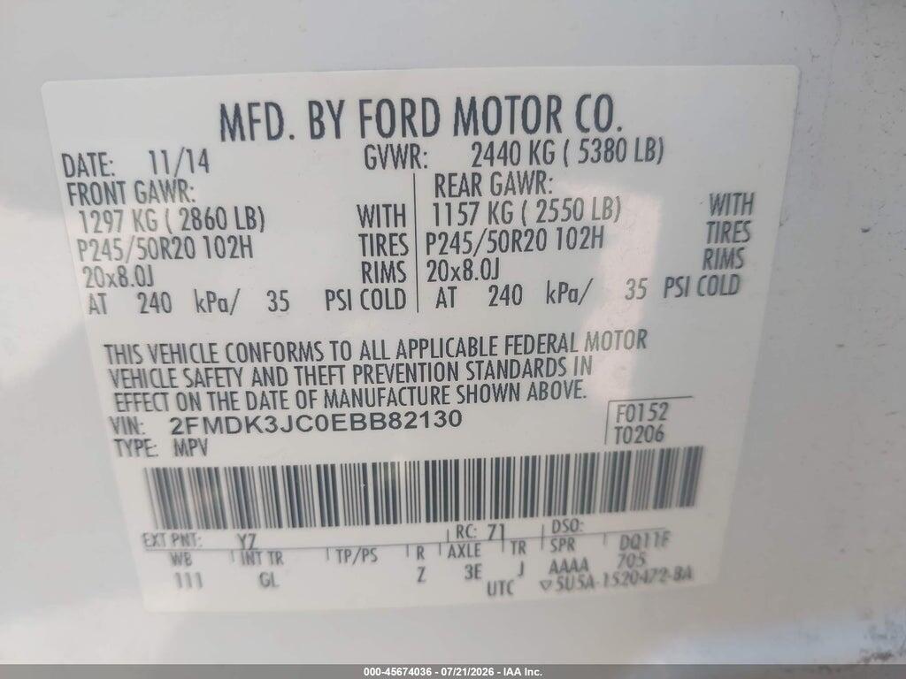 2FMDK3JC0EBB82130 2014 FORD EDGE photo no. 8