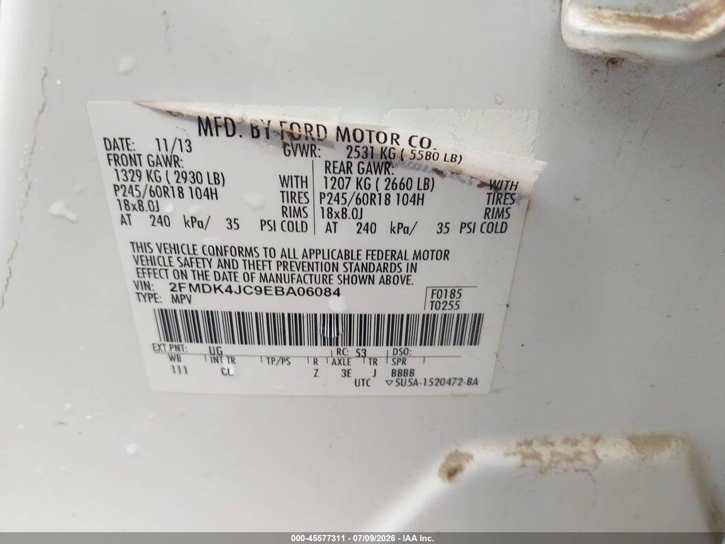 2FMDK4JC9EBA06084 2014 FORD EDGE photo no. 9