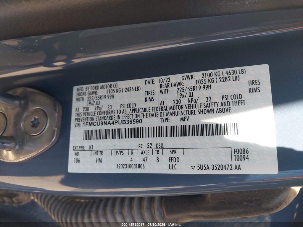 1FMCU9NA4PUB36590 2023 FORD ESCAPE photo no. 9