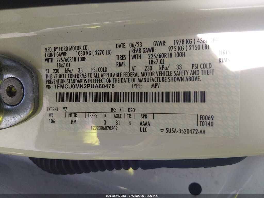 1FMCU0MN2PUA60478 2023 FORD ESCAPE photo no. 9