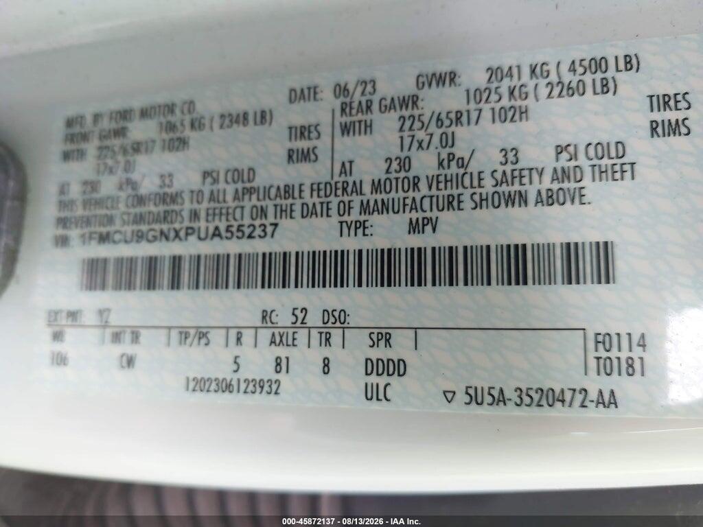 1FMCU9GNXPUA55237 2023 FORD ESCAPE photo no. 9