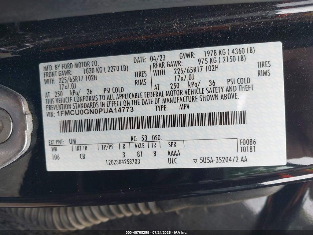 1FMCU0GN0PUA14773 2023 FORD ESCAPE photo no. 9