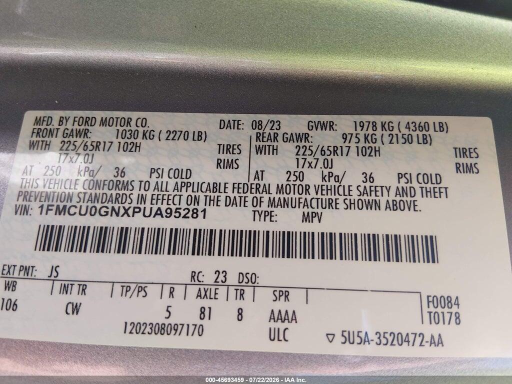 1FMCU0GNXPUA95281 2023 FORD ESCAPE photo no. 9