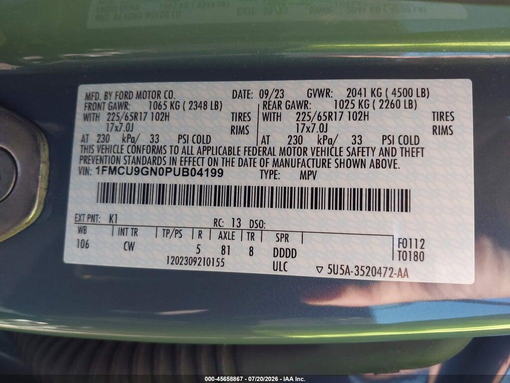 1FMCU9GN0PUB04199 2023 FORD ESCAPE photo no. 9