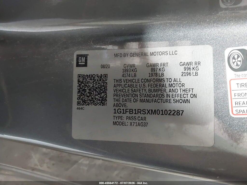 1G1FB1RSXM0102287 2021 CHEVROLET CAMARO photo no. 9