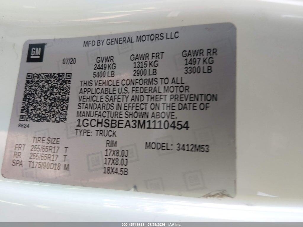 1GCHSBEA3M1110454 2021 CHEVROLET COLORADO photo no. 9