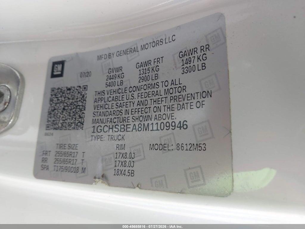 1GCHSBEA8M1109946 2021 CHEVROLET COLORADO photo no. 9