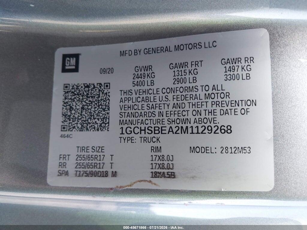 1GCHSBEA2M1129268 2021 CHEVROLET COLORADO photo no. 9