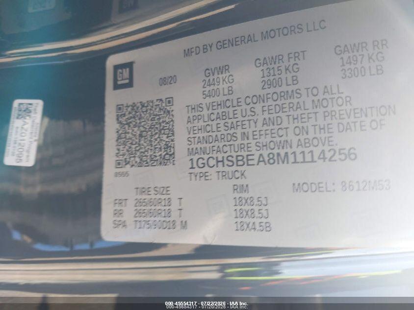 1GCHSBEA8M1114256 2021 CHEVROLET COLORADO photo no. 9